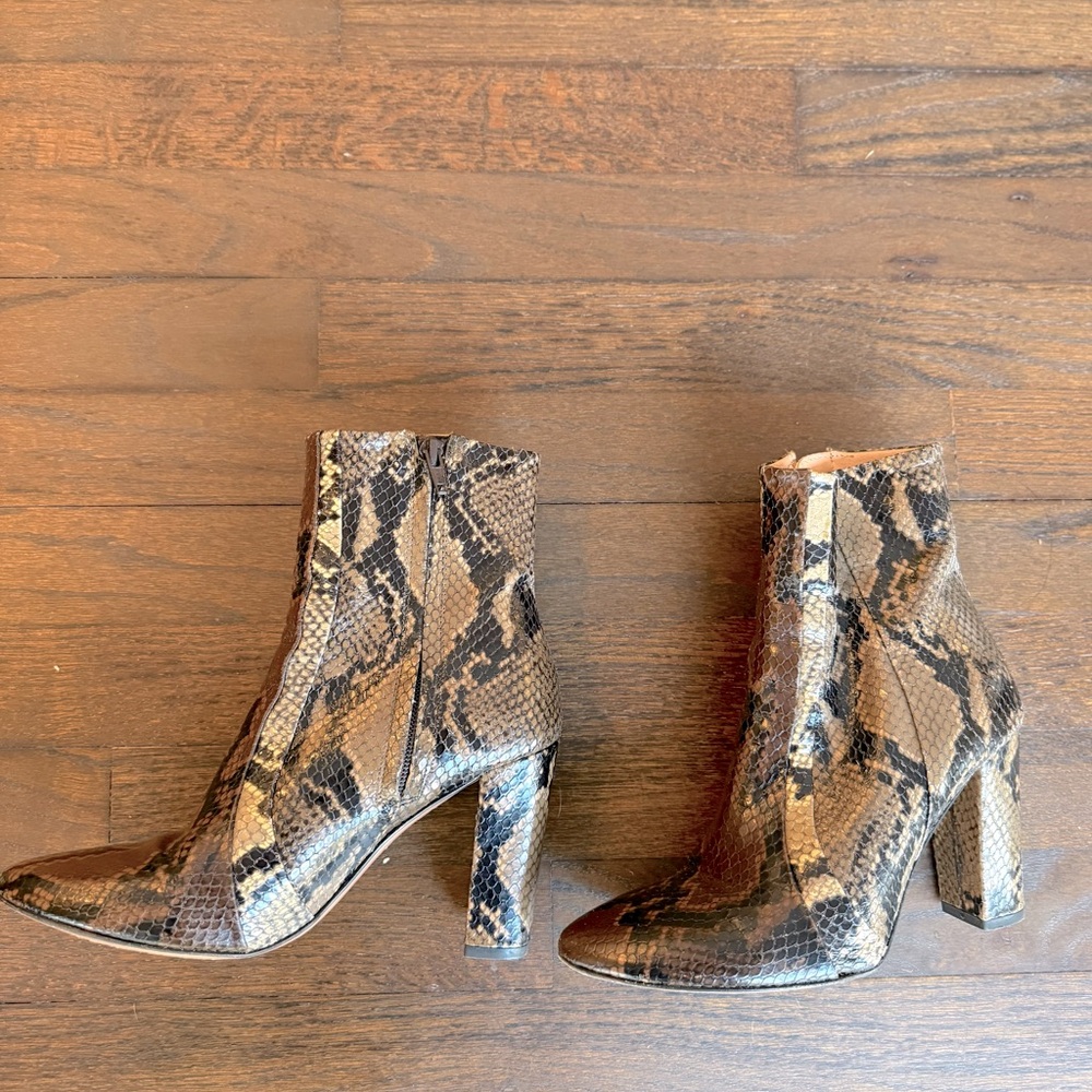Veronica Beard Snakeskin Embossed Leather Boots (Felix)